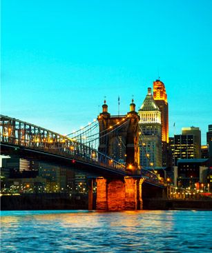 Cincinnati Vue Nocturne Pont Suspendu John A Roebling