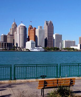 Detroit Vue Depuis Windsor Canada