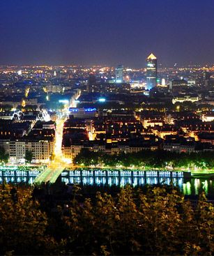 Lyon Vue Aerienne Nocturne