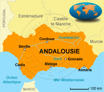 Carte de l'Andalousie