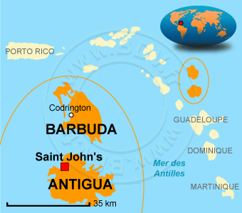 Carte d' Antigua-et-Barbuda