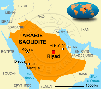 Carte de l'Arabie Saoudite