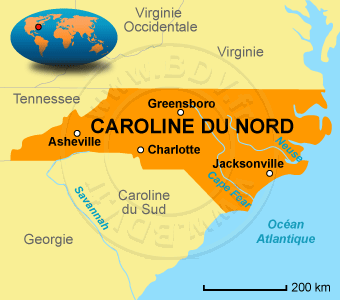 Carte de la Caroline du Nord