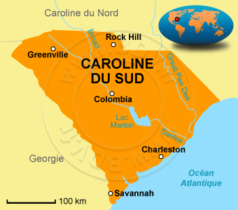 Carte de la Caroline du Sud