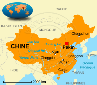 Carte de la Chine hors Pékin Hong-Kong et Macao