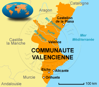 Carte de la Communauté de Valence