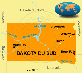 Carte du Dakota du Sud