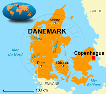 Carte du Danemark