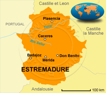 Carte de l'Estrémadure