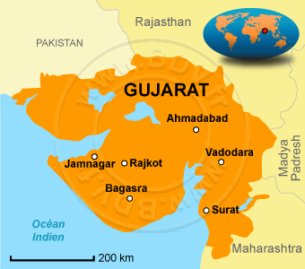 Carte de l'Etat du Gujarat