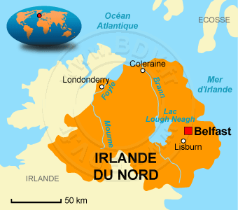 Carte de l'Irlande du Nord