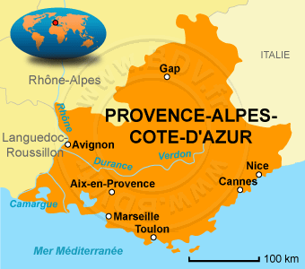Carte de la région Provence-Alpes-Côte d'Azur