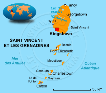 Carte des Saint Vincent et les Grenadines