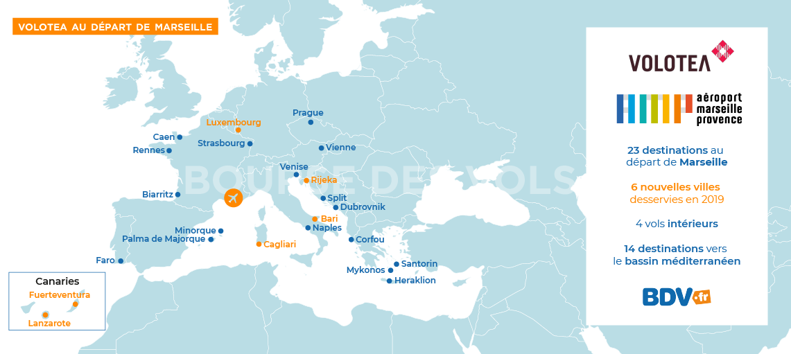 Destinations Volotea départ Marseille