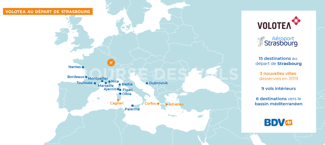 Destinations Volotea départ Strasbourg