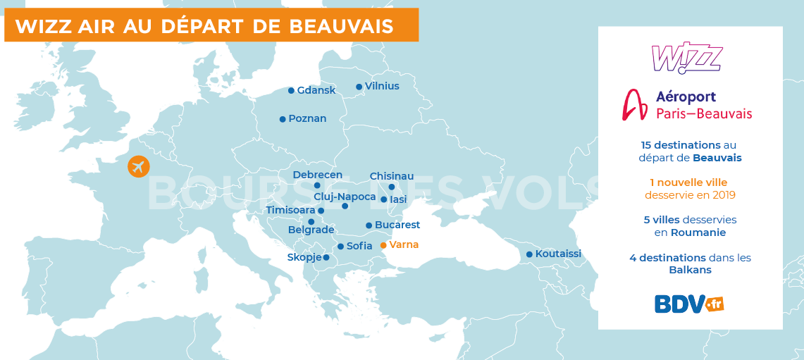 Destinations Wizz-air départ Beauvais