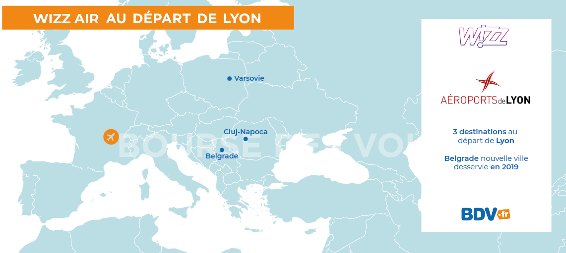 Destinations Wizz-air départ Lyon