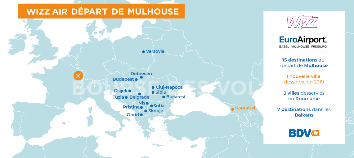 Destinations Wizz-air départ Mulhouse