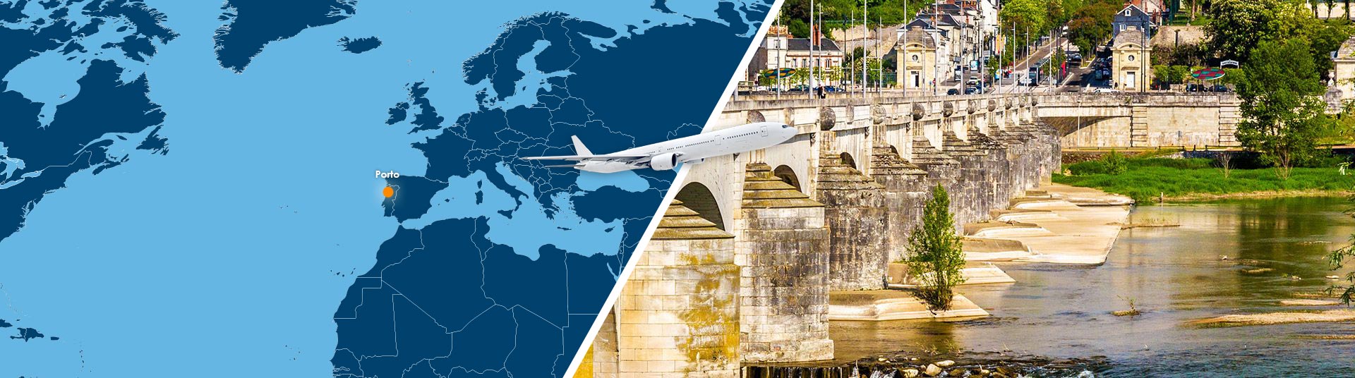 distance porto tours par avion